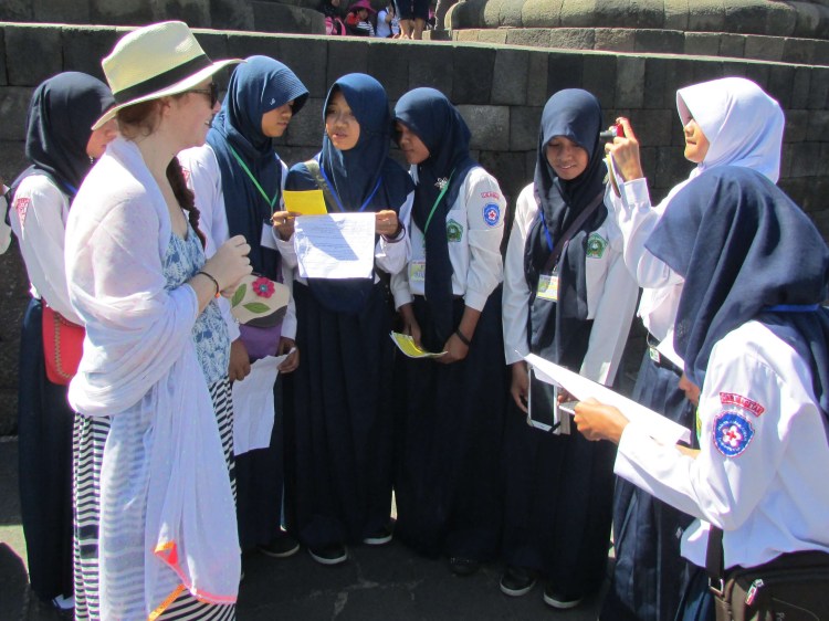 Groupes d'étudiants, Borodubur, Indonésie