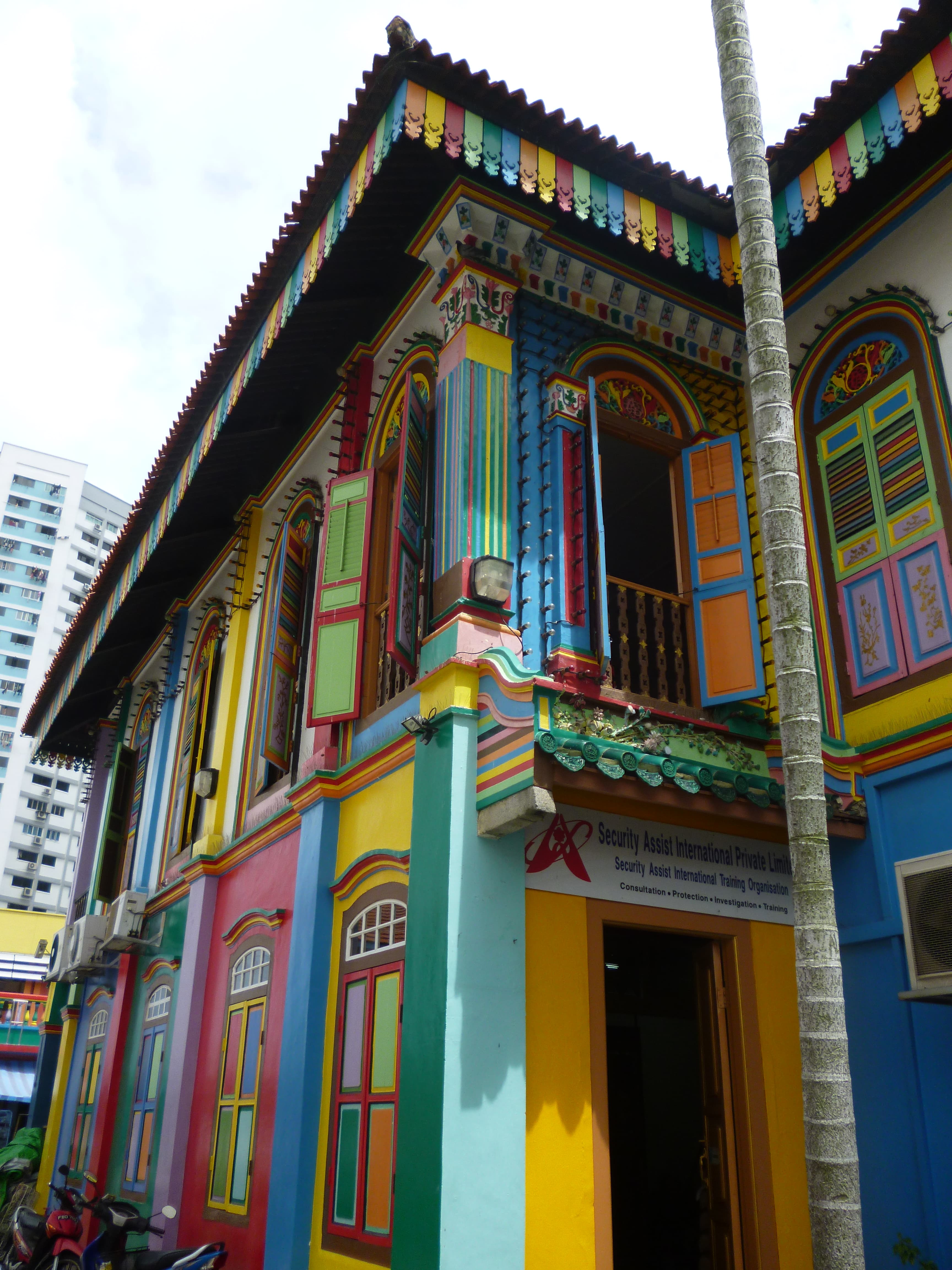 Maison colorée, Little India, Singapour